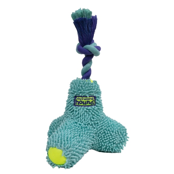 Outward Hound Floats in Water Rope Tug & Plush Dog Toy with Squeakers & Multiple Textures, Blue, Small