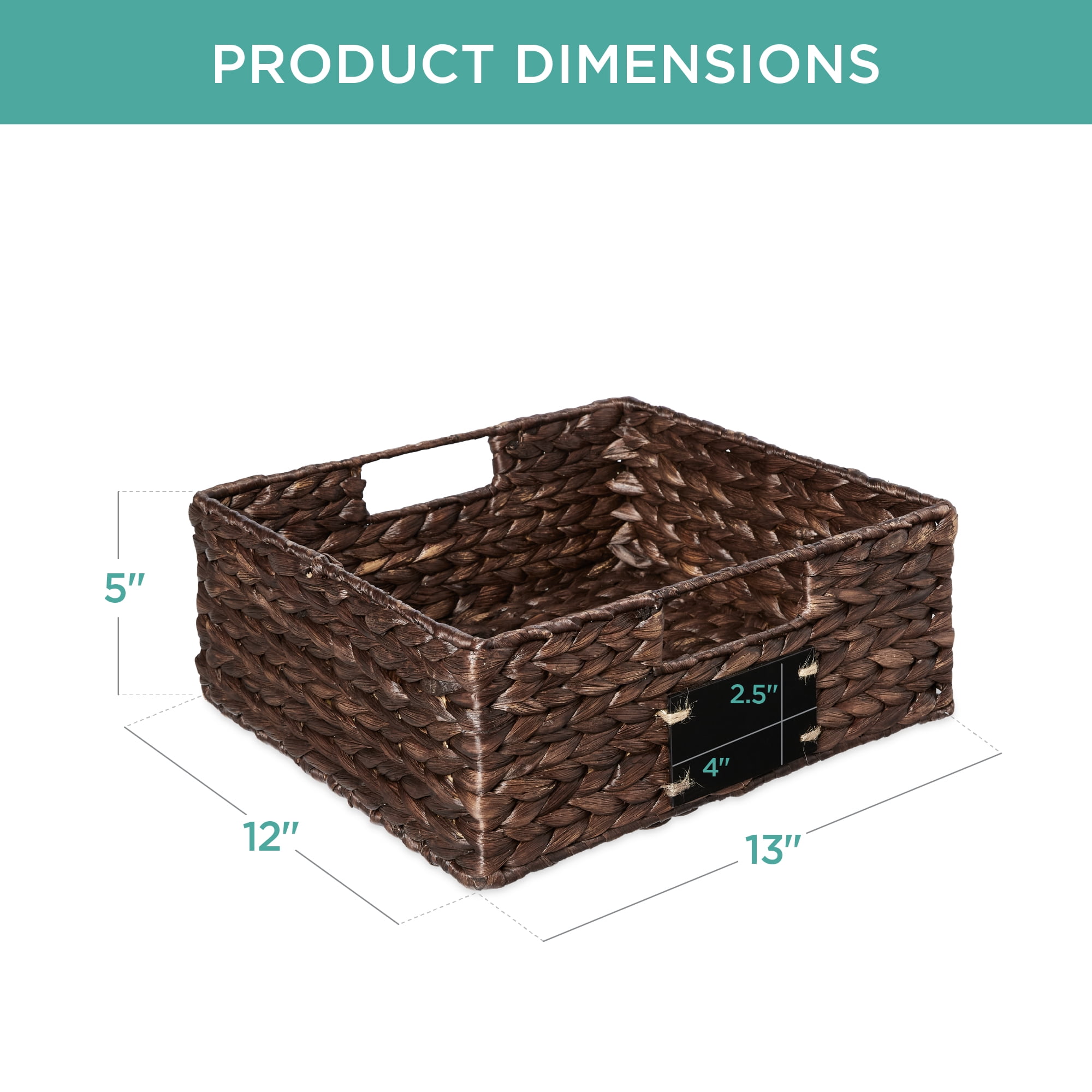 Best Choice Products Set of 4 13in Woven Water Hyacinth Pantry Baskets w/ Chalkboard Label, Chalk Marker - Brown
