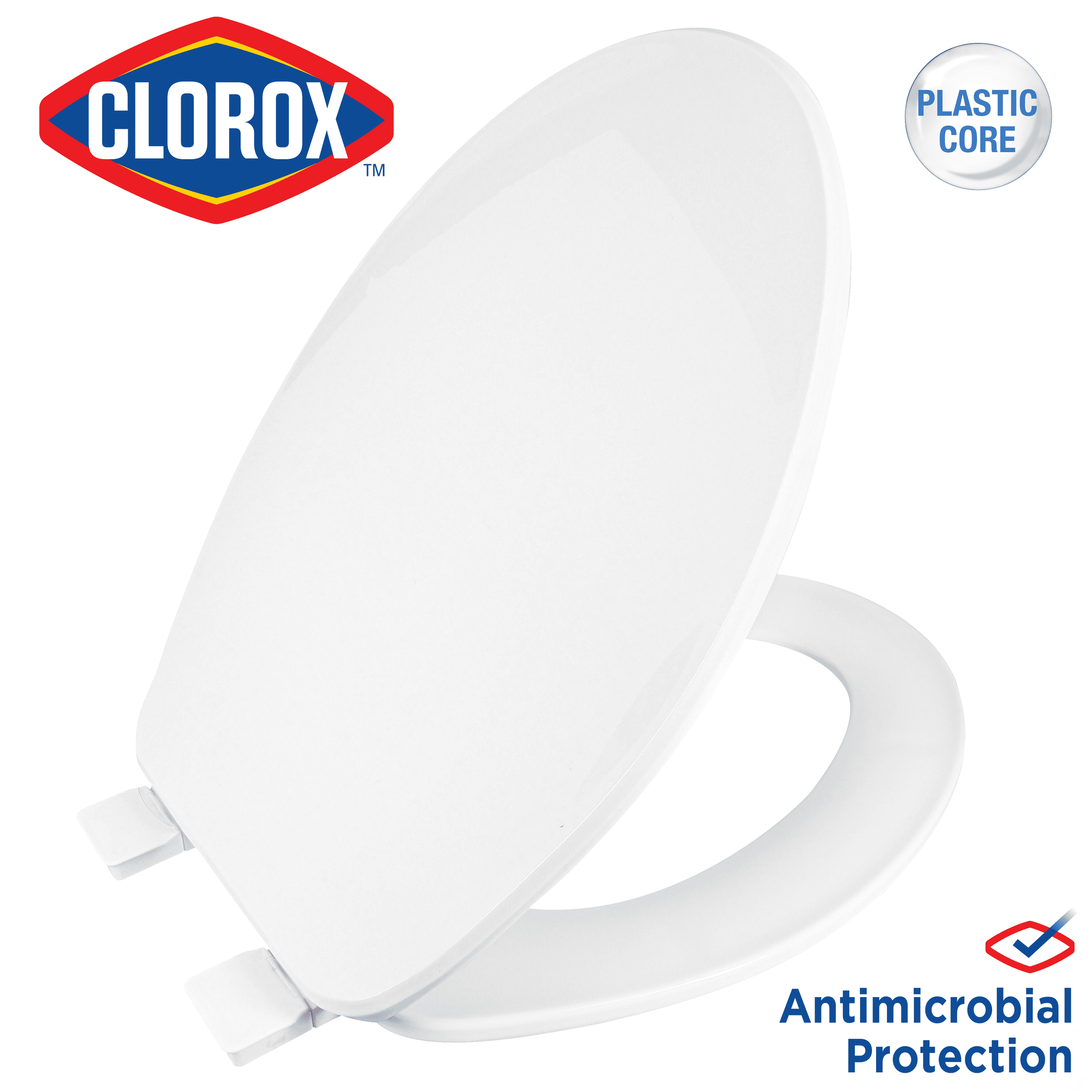 Clorox Antimicrobial Elongated Beveled Plastic Toilet Seat with Easy