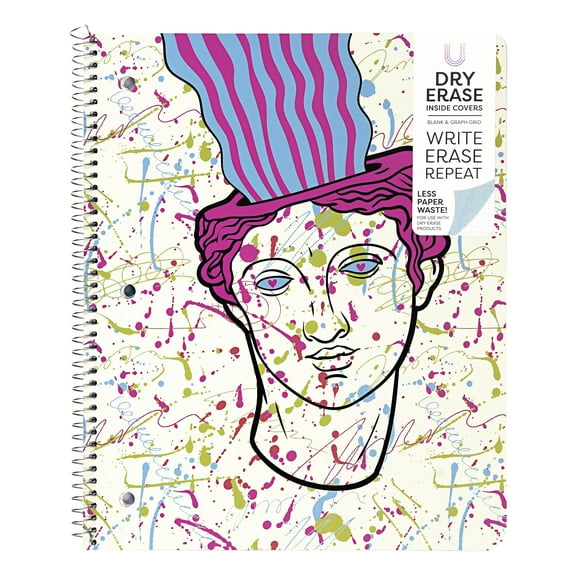 U Style Self Expression 1 Subject Notebook with Inside Dry Erase Page, 80 Sheets, College Ruled