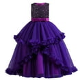 thumbnail image 1 of WEAIXIMIUNG Robes Longues avec Manches Robe Décontractée pour Filles Tout-Petits Robe Sans Manches Robe en Tulle à Volants Robe de Mariage pour Enfants Vêtements Mode, 1 of 4