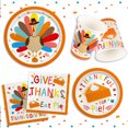 thumbnail image 3 of Turkey Thanksgiving Party Supplies Kit - Includes Autumn-Themed Disposable Dinnerware: Dinner & Dessert Plates, Napkins, Cups, Banner and Tablecloth for Thanksgiving Party Decorations, Serves 25, 3 of 7