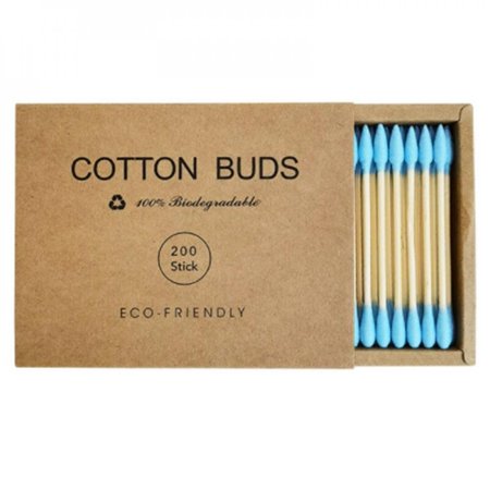 Bamboo Cotton Swabs 200ct | Wooden Cotton Swab | Double Tipped Ear Sticks | Recyclable & Biodegradable Cotton Buds For Ears | Plas