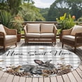 thumbnail image 4 of Large Round Rug 8Ft Washable Non-Slip, Rabbits Pine Cone Circle Area Rugs for Living Room Bedroom, Sweet Home Texture Grey Plaid Farmhouse Indoor Floor Mats Carpet Runner for Home Decor, 4 of 8