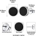 thumbnail image 3 of 925 Sterling Silver Viking Rune Natural Black Onyx Stud Earrings compatible Women Men, 3 of 4