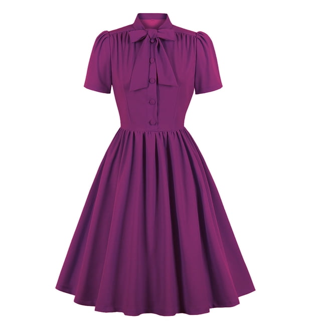 Vestidos Para Mujer Casual Manga Corta Cuello Redondo Color Sólido Cordón Un Solo Pecho Vestido Con Dobladillo Suelto Odeerbi ODB145731