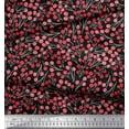 thumbnail image 2 of Soimoi Tissu Georgette Poly Noir Baies Rouges Fruits Tissu Imprimé 1 Yard 52 Pouces de Large, 2 of 3