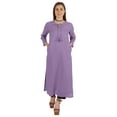 thumbnail image 1 of Moomaya Solid Long Kurti For Women Cotton Tunic 3/4 Sleeve Ethnic Formal Kurta w/ Pockets, 1 of 7