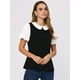 thumbnail image 4 of Blusa con cuello Peter Pan Allegra K Top de verano de Manga Corta con volantes En Contraste Negro XS, 4 of 6