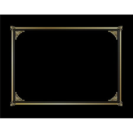 Foil Stamped Black Linen - Gold Foil Black Linen Texture Document Cover - Pack of 6