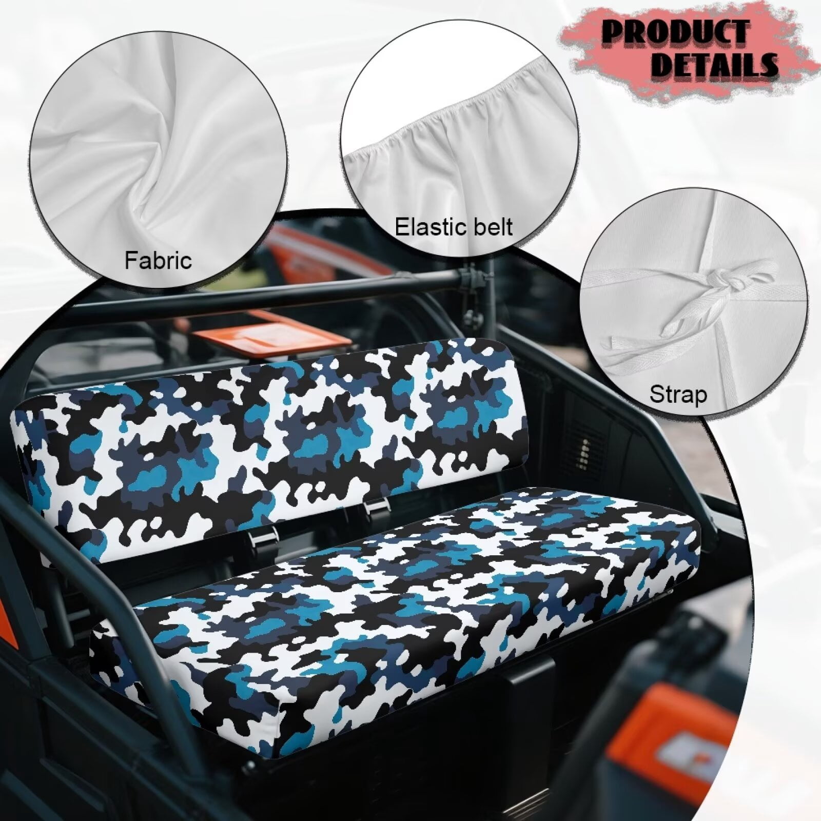 Yuyamidu Blue Camo UTV Bench Seat Cover 2Pcs UTV Covers Replacement 4 Wheeler Accessories Non-Slip All-Weather Protection Fit for Kawasaki Mule 4010 4x4 SE 2018 2017 2016