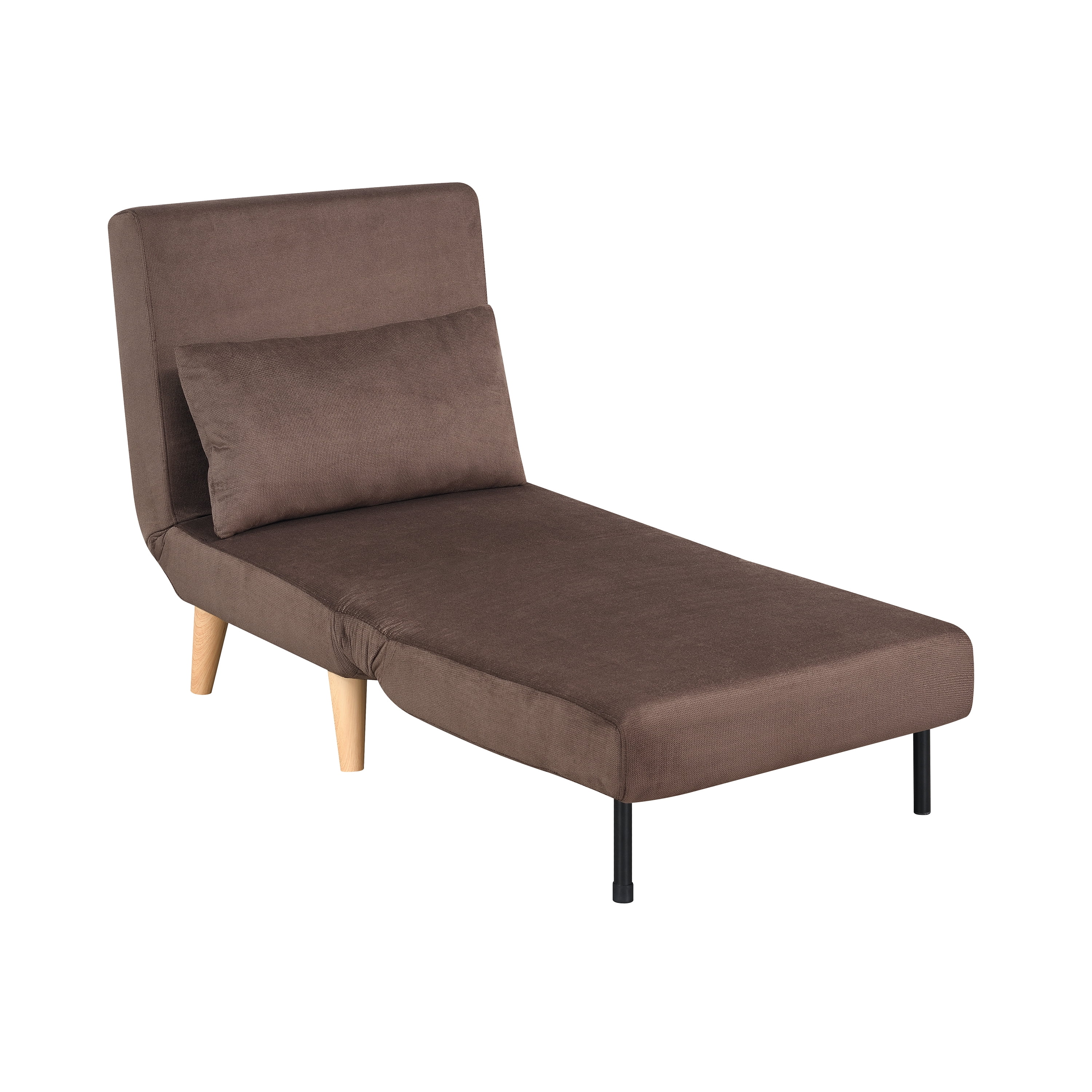 AC Pacific Folding Upholstered Dane Armless Sleeper Chair, Brown