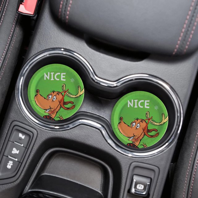 Grinch Decor Grinch Christmas Decorations Bathroom Grinch Christmas Decorations 2PCS Car Cup-Coasters, Christmas Car Cup Holder Insert-Coaster, Universal Vehicle Interior Accessories Cup Mats