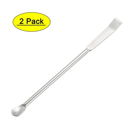 Unique Bargains 100mm 2 in 1 Double Head Stainless Steel Micro Lab Sampling Spoon 2 Pack