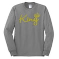 thumbnail image 2 of Wild Bobby, King Gold Script, Pop Culture, Men Long Sleeve Shirt, Heather Grey, Small, 2 of 4