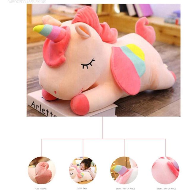 Almohada de peluche para dormir con forma de unicornio HUOGUO, suave, 30 cm/40 cm
