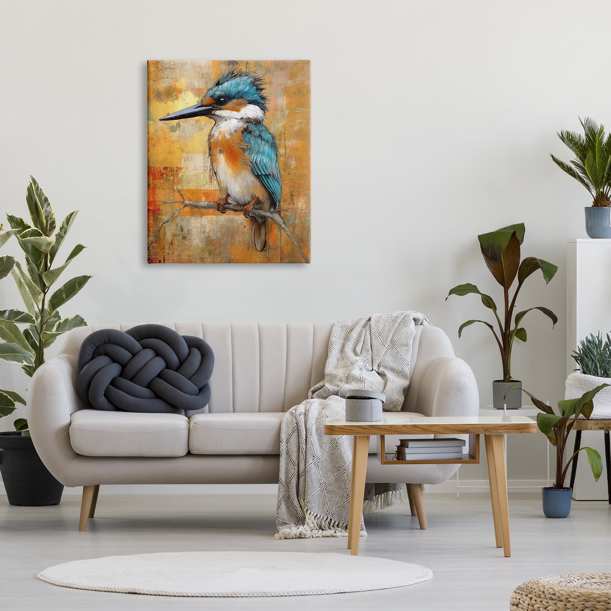 Stupell Industries Blue Jay Modern Painting Animals & Insects Painting Gallery Wrapped Canvas Art Print Wall Art, 30 x 40