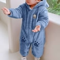 thumbnail image 2 of Stamzod Newborn Fleece Footie Romper Jumpsuit with Ear Long Sleeve Hooded Baby Girls Boys onesie Warm Thicken Winter Outwear Full Zipper Snowsuit on Sale, 2 of 6