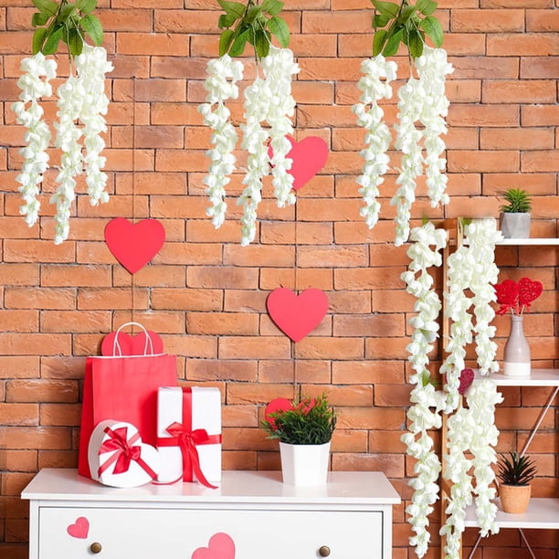 CaiYueKe Artificial Flowers Wall Decor Hanging Rattan Home Decor Valentine's Day Decoration Romantic Wedding Party Photography Props Faux Floral Arrangement