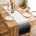 thumbnail image 3 of Black Ombre Table Runner - 48 Inch Long, Kitchen Dining Table Runner Dresser Scarves, Modern Geometric Abstract Rhombus Striped Farmhouse Decor for Coffee Tables Wedding Party Banquet, 3 of 8