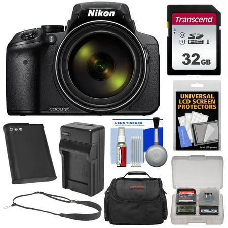 Nikon Coolpix P900 Wi-Fi 83x Zoom Digital Camera with 32GB Card + Battery + Charger + Case + Sling Strap + Kit
