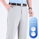 thumbnail image 2 of Pantalones de verano finos, holgados, de talle alto, rectos y casuales, de seda, para hombres de mediana edad, pantalones de papá fáciles de usar, 2 of 5