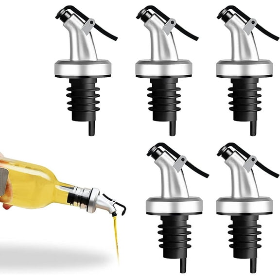 5 Pcs Bottle Pourers for Spirits, Liquor Pourer Oil Pourer Spout Bottle Speed Pourers Bottle Dispenser Liquor Spirits Pourer Bottle Stopper for Wine Spirits Olive Oil Vinegar Syrup