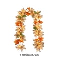 thumbnail image 2 of Skimsklo 2-Pack 5.5Ft Artificial Fall Maple Leaf Garland Set with White Pumpkins Berries and Separate LED String Lights Unassembled Thanksgiving Decor, 2 of 11