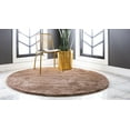 thumbnail image 2 of Unique Loom Solo Collection Solid Plush Kids Round Rug, 6', Light Brown, 2 of 2