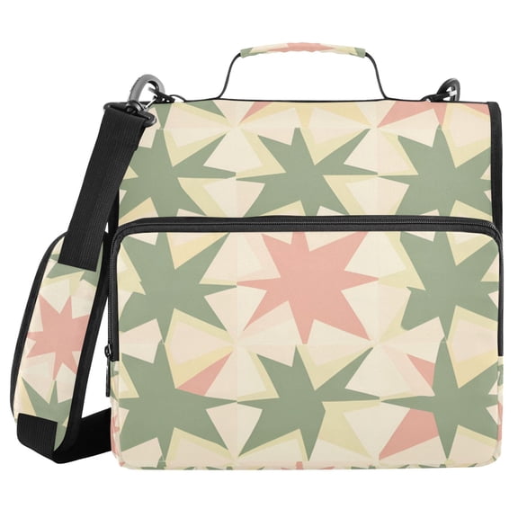 FORMRS Zipper Binder with Shoulder Strap 2-inch Ring 500 Sheet Capacity File Bag, Pink and Green Geometric