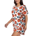 thumbnail image 2 of Bixox Women's Hand Drawn Tomatoes Printed Pajama Set 2 Piece Lounge Set Top and Shorts Soft Pajamas, Shorts with Pockets, 2 of 7