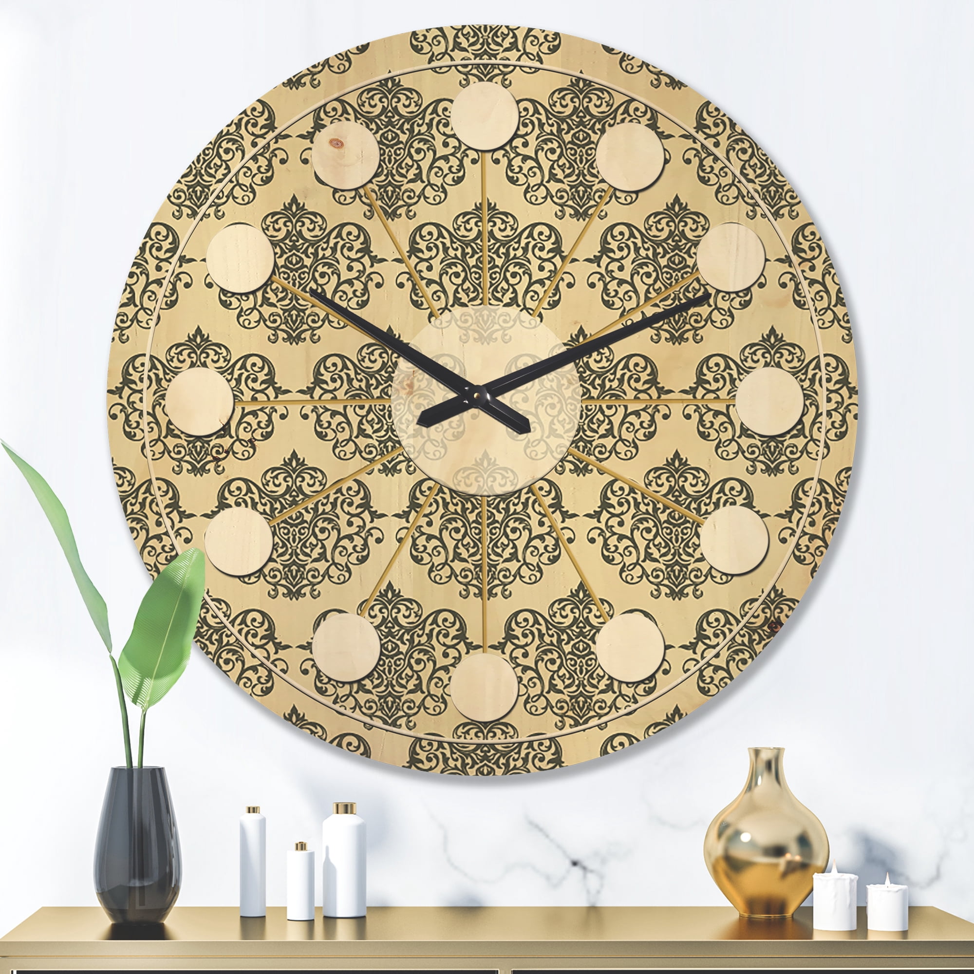 Designart 'Abstract Retro Pattern Design III' Mid-Century Modern Wood Wall Clock