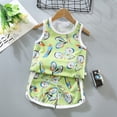 thumbnail image 2 of TAIAOJING Toddler Baby Kids Boys Outfits Summer Girls Sleeveless Cartoon Dinosaur Floral Vest T Shirt Tops Shorts 2Pcs Set Summer Tracksuit Sleepwear Outfits, 2 of 9
