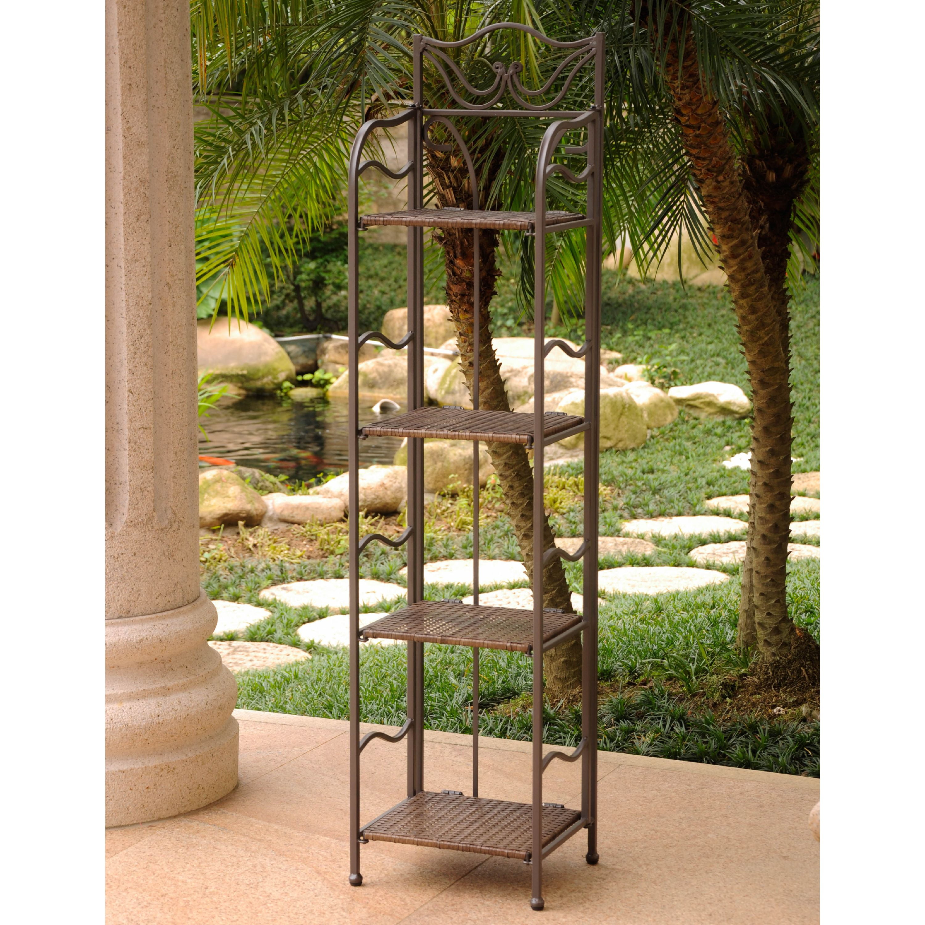 International Caravan Valencia Resin Wicker Steel 4-tier 12-inch Wide Plant Shelf by NA