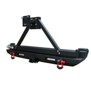 Vijay Rear Bumper for 1984-2001 Jeep Cherokee XJ with Spare Tire Rack and LED Lights and D-Rings