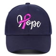 thumbnail image 4 of Unisex Breast Cancer Awareness Hope Letter Embroidery Duck Tongue Cap Casual Curved Brim Hat Navy, 4 of 4