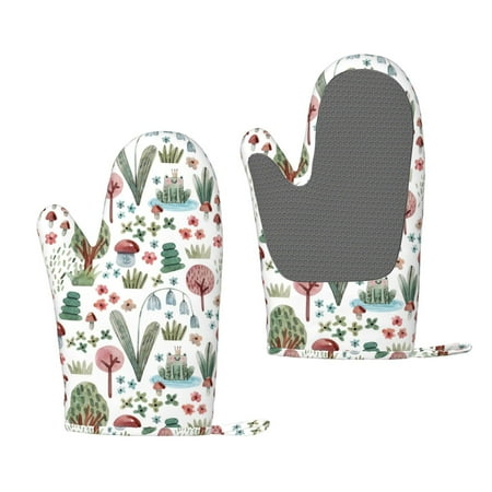 

Lukts Frog and Forest Plants for Silicone Anti-Scalding Gloves Kitchen Lanyard Gloves for Grilling Baking Cooking