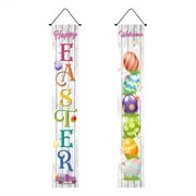 Easter Decoration Couplet Banner Porch Sign- Welcome Easter Hanging Front Door Couplet Outdoor Indoor Easter Party Ornament