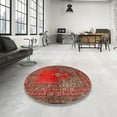 thumbnail image 4 of Ahgly Company Machine Washable Indoor Rectangle Traditional Orange Salmon Pink Area Rugs, 7' x 9', 4 of 7