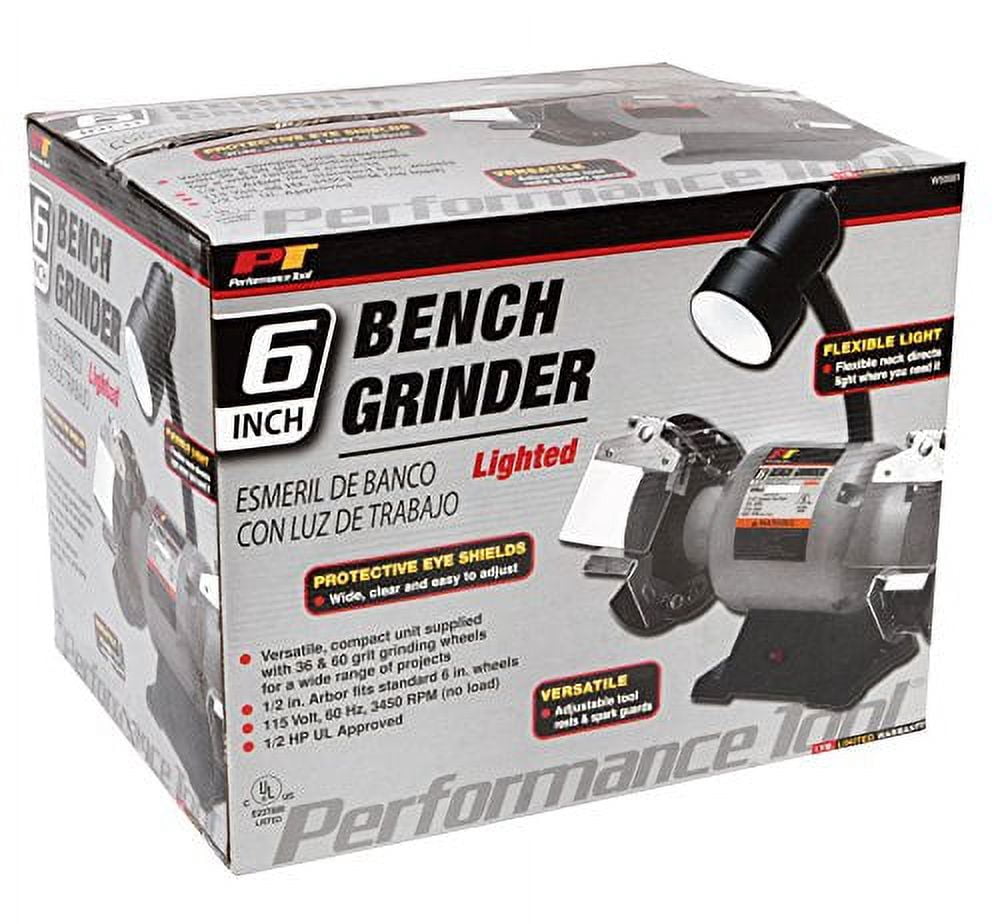 Performance Tool 6 Inch Bench Grinder With Worklight (W50001)