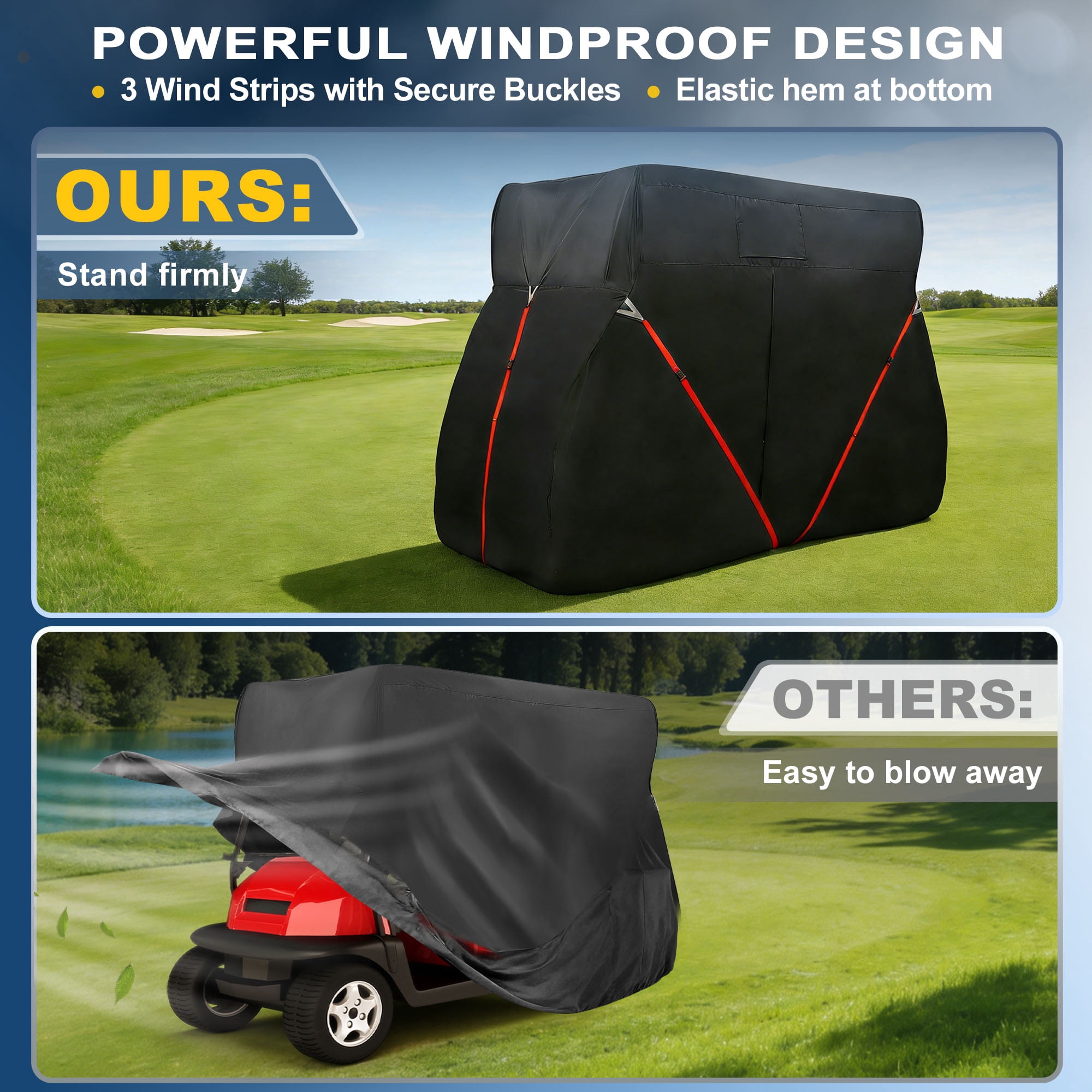 Unique Bargains Golf Cart Cover Waterproof for Yamaha 2 Passenger Cart