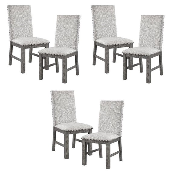 Pemberly Row Traditional Wood Dining Room Side Chair in Gray (Set of 6)