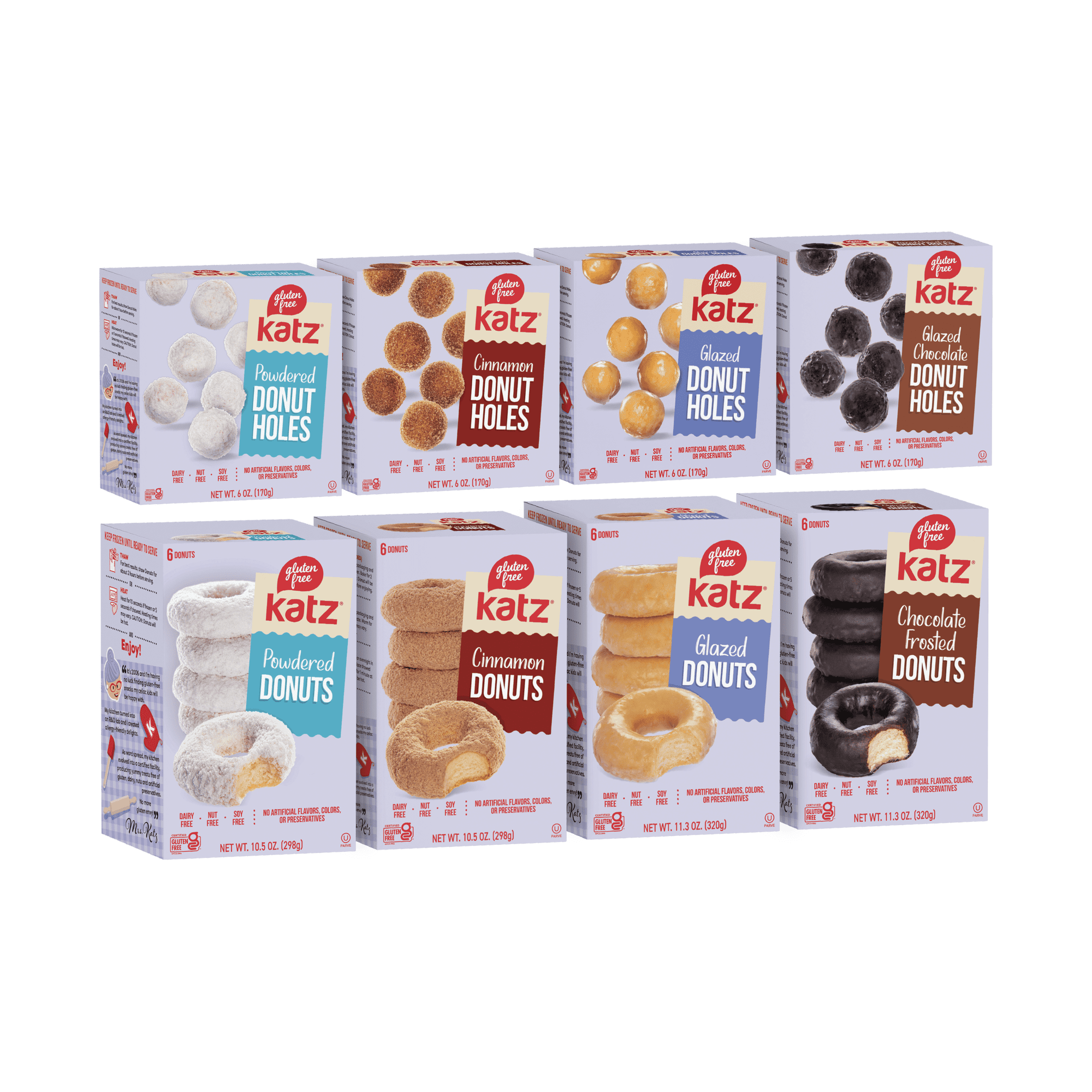 Katz Gluten-Free Donuts/Donut Holes - 1 | Gluten-Free Dairy Free Nut Free Soy Free Kosher| 8 Pack