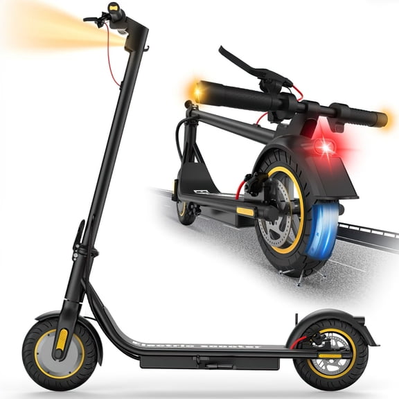 Electric Scooter for Adults - 550W Power, Max 19 MPH Speed, 21 Miles Long Range | 10" Solid Tires, Portable Foldable Commuter Scooter for Teens & Adults (Black)