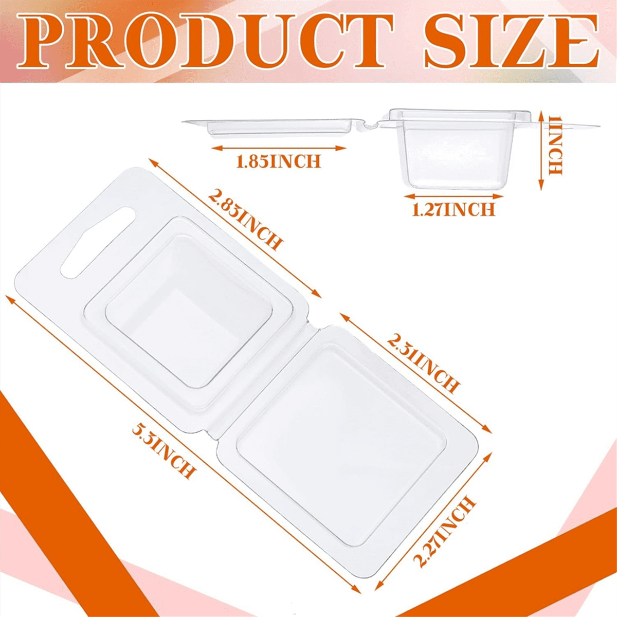 200 Pcs Wax Melt Molds Clear 1 Oz Square Candle Molds for DIY Chocolates Wax Melt Wickless Candles Soap M