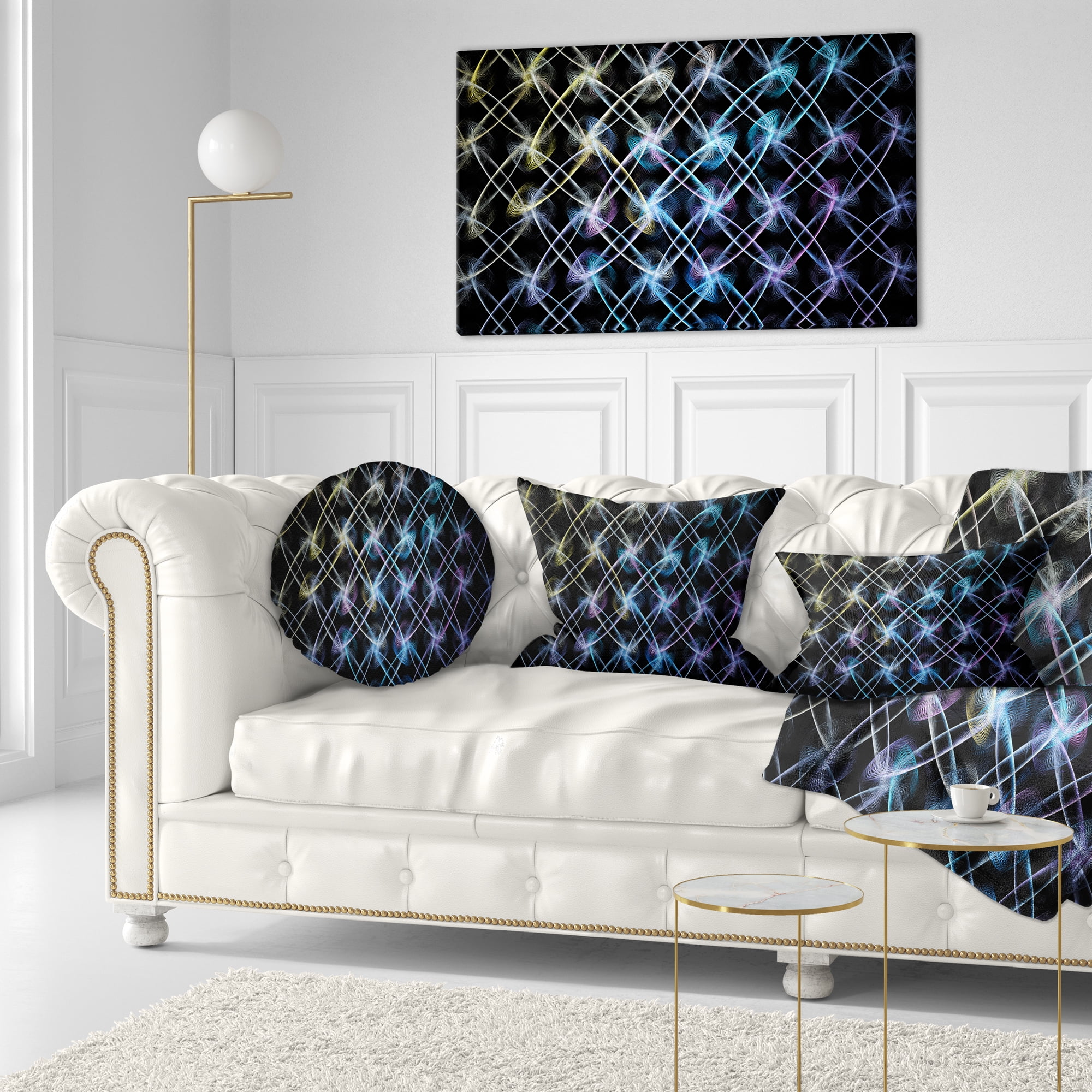 Designart Blue Unusual Fractal Metal Grill - Abstract Throw Pillow - 12x20
