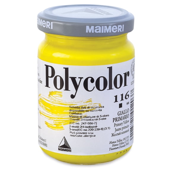 Maimeri Polycolor Vinyl Paints - Primary Yellow, 140 ml Jar