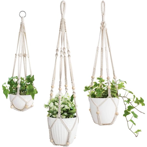 Golden Home Macrame Plant Hangers Indoor Hanging Planter Basket Flower Pot Holder Cotton Rope Golden Home Macrame Plant Hangers Indoor Hanging Planter Basket Flower Pot Holder Cotton Rope
