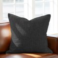 thumbnail image 5 of Throw Pillow Covers 24x24 Inch, Carbon Black Decorative Pillow Cases for Couch Sofa Bed, Rustic Farmhouse Solid Color Cotton Linen Square Home Decor Pillowcases with Hidden Zipper, 5 of 9