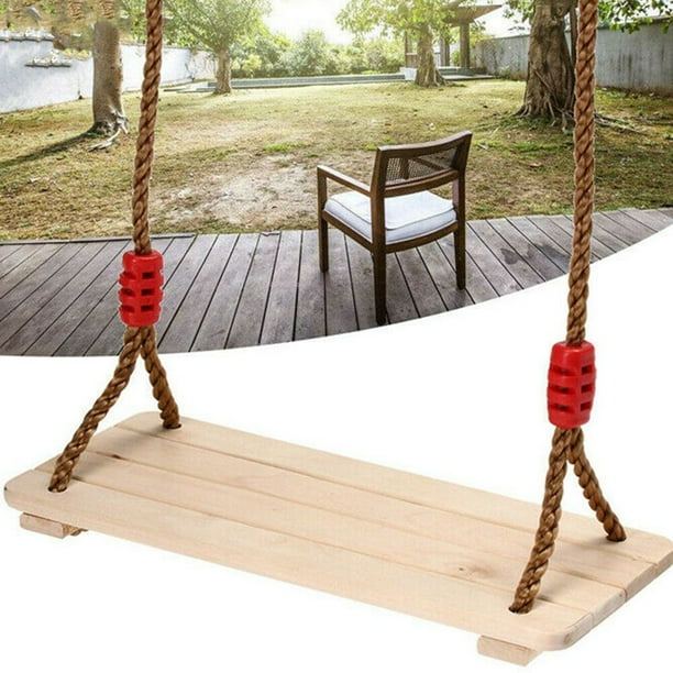 Kids Adult Garden Tree Swing Seat Wooden Seat Rope Board ...